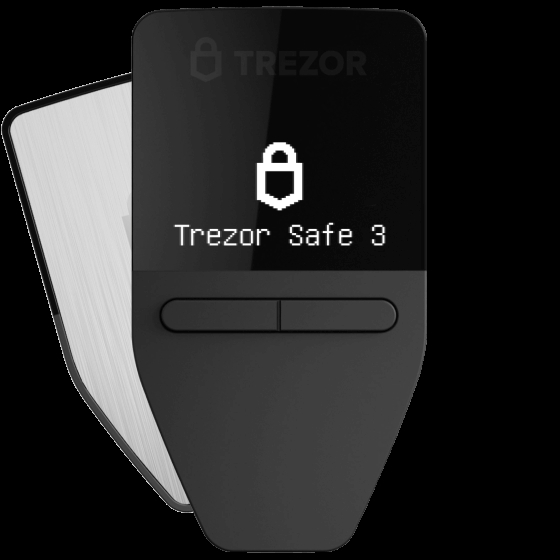 Аппаратный холодный криптокошелек Trezor Safe 3 Stellar Silver для хранения криптовалют