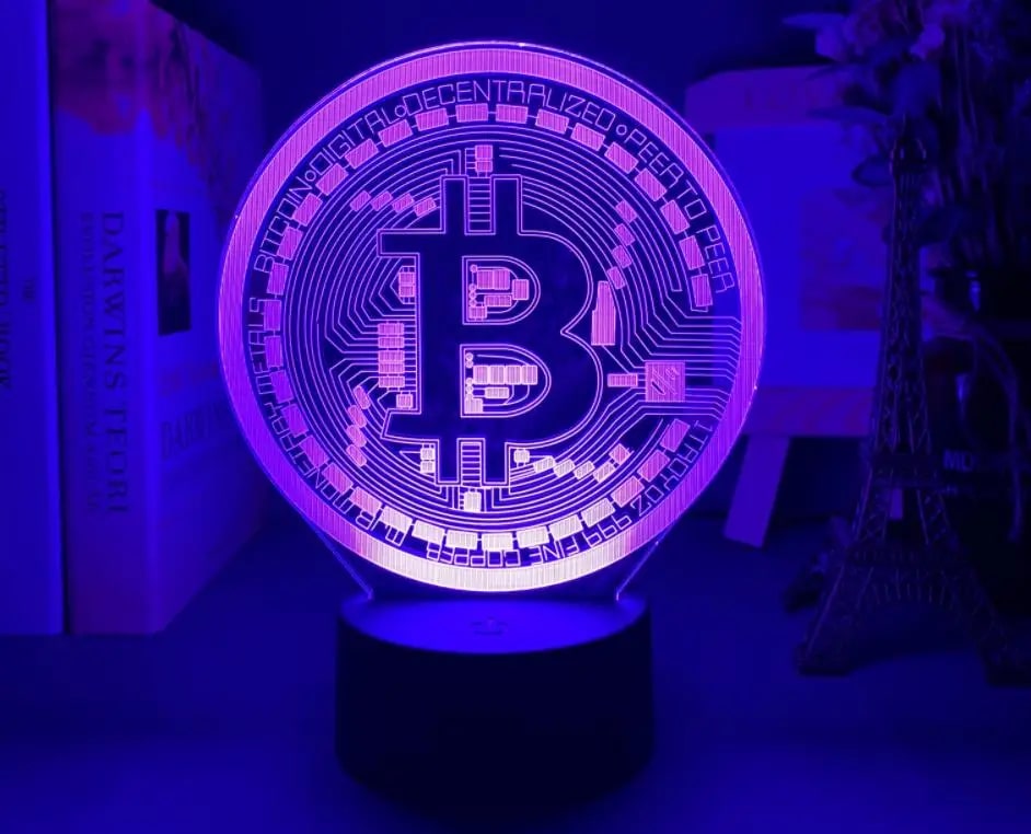 Акриловый 3D Ночник Светильник Bitcoin от CRYPTORO