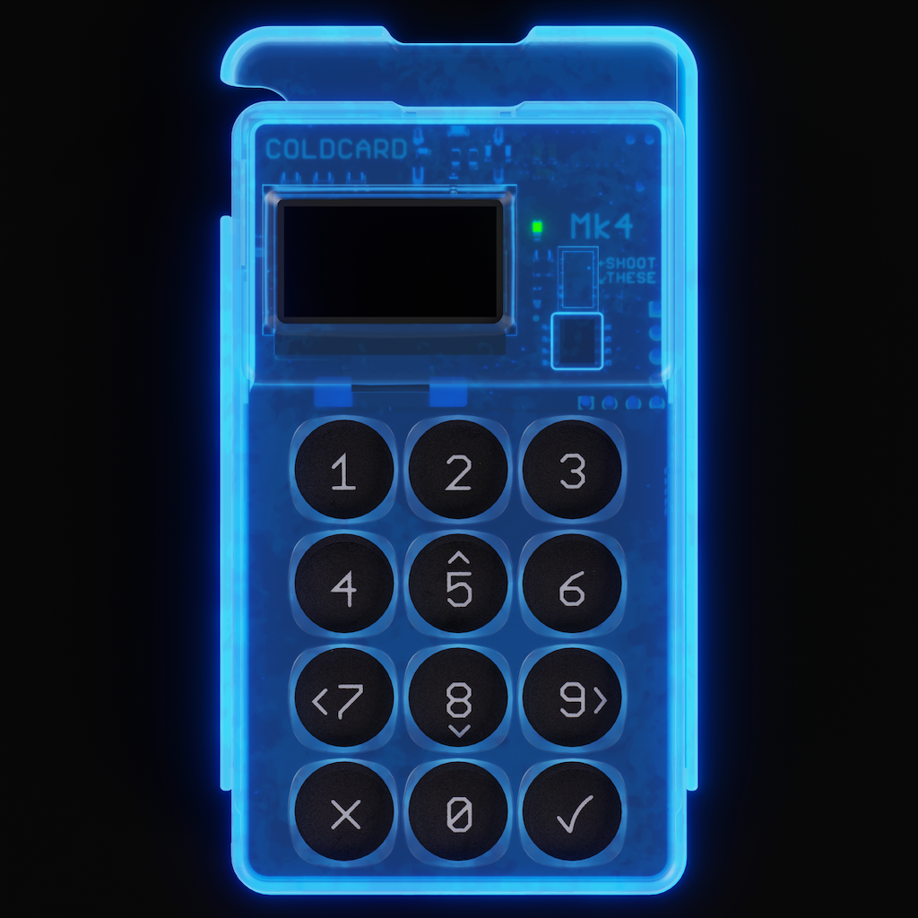 Аппаратный hodl-биткоин кошелек Coldcard MK4 Glow In The Dark с NFC