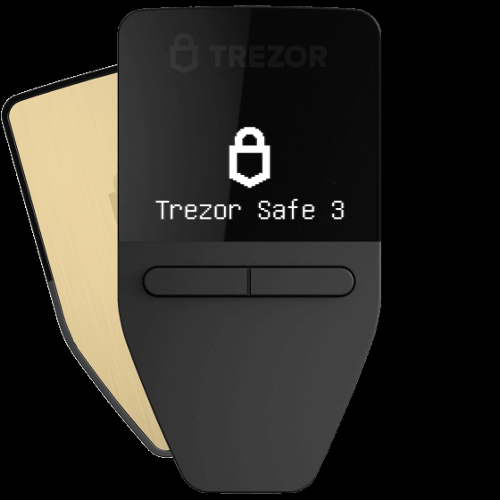 Аппаратный холодный криптокошелек Trezor Safe 3 Solar Gold для хранения криптовалют